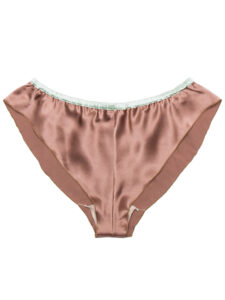 YASMIN Loose Mini Panty in mocha with mint trim, front view