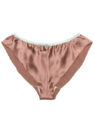 YASMIN Loose Mini Panty in mocha with mint trim, front view