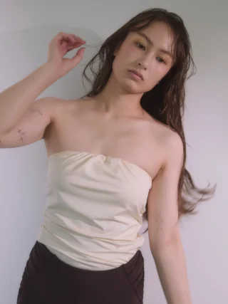 chiyono anne グレー ジャンプスーツ レースストラップ