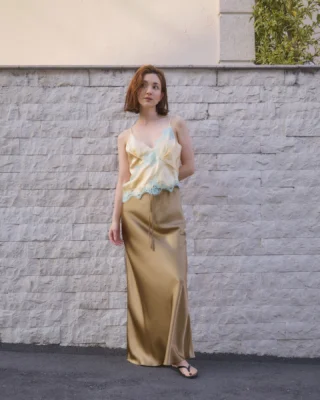 Chiyono anneシルクブラトップ付きニットボディ （Sサイズ/ブラウン） Chiyono Anne official site